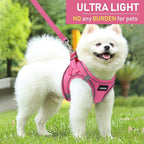 GAMUDA Small Pet Harness Collar and Leash Set, Step in No Chock No Pull Linen Fabric Soft Mesh Dog Vest Harnesses Reflective for Dogs Puppy Cats Kitten Rabbit (Pink, XXS)