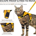 PUPTECK Cat Harness and Leash Set Escape Proof, Reflective Adjustable Soft Mesh Kitten Vest Harness for Walking Travel, Yellow, S