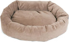 Majestic Pet 40 Inch Suede Calming Dog Bed Washable 40x29x9 (Inch)– Cozy Soft Round Donut Dog Bed with Spine Support for Dogs to Rest Their Head - Pet Bed Large – Stone