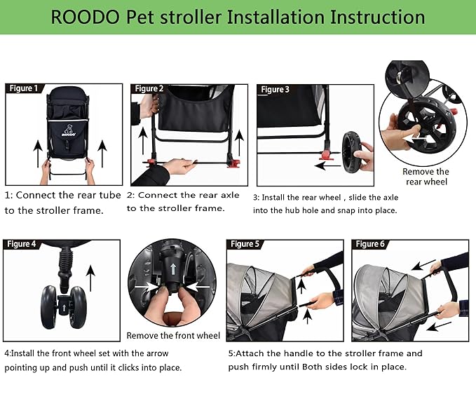 ROODO 3 Wheel Dog Pet Cat Stroller Best Lightweight Foldable Compact Portable Jogger All Terrain Travel Pet Gear Puppy Kitty Stroller for up to 30lbs Medium Small Dogs and Cats(Light Khaki)