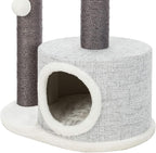 TRIXIE Pilar Cat Scratching Post 39.4 Inch - with Durable Sisal Rope (Gray) and Condo, Two Platforms, Top Platform with Backrest & Dangling Cat Toy - in Gray