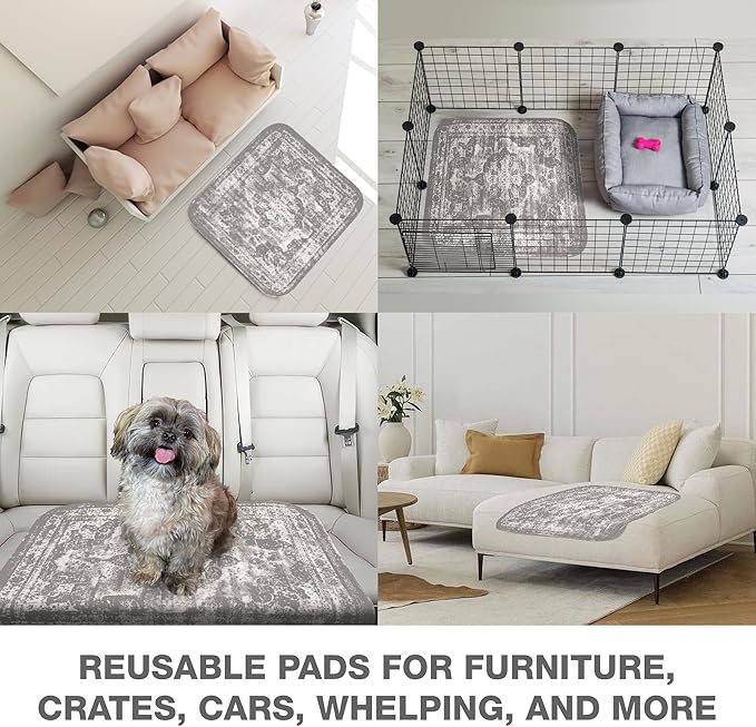 PUPIBOO Washable Pee Pads for Dogs and Cats - Super Absorbent Reusable Puppy Training Pads - 100% Waterproof, Leak-Proof & Non-Slip Whelping Pads for Pet Housebreaking