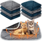 8 Pack Self Heating Cat Mat Self Warming Cat Bed 20"x16" Extra Warm Thermal Pet Bed Mat Reflects Body Heat Washable Dog Crate Pad for Indoor Outdoor Pets(Gray, Blue)