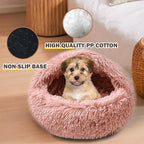 Cat Bed for Indoor Cats, Calming Cozy Cave with Self-Warming Plush, Entire Bed Machine Washable & Anti-Slip Base, Breathable Pet Bed for Small Cats&Dogs All Seasons (Leather Pink, 20 * 20inch)