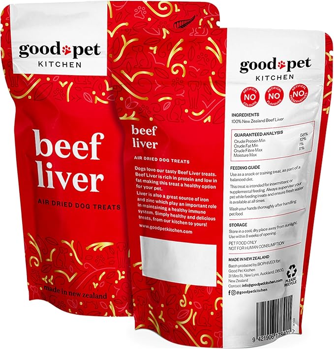 Pet Treats, Air-Dried, Natural, Single Ingredient Dog Treat, Free Range, Grain Free Dog Treats, Toppers, Snacks, Beef Liver 2.8 oz