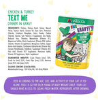 Weruva B.F.F. OMG - Best Feline Friend Oh My Gravy!, Chicken & Turkey Text Me with Chicken & Turkey in Gravy, 2.8oz Pouch (Pack of 12)
