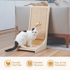 PETKARAY 105° Cat Scratcher, Sisal Kitty Scratch Pad, L Shape Scratching Board for Indoor Cats, Floor Mounted Scratcher with Mouse Toy Catnip