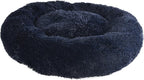 Max & Marlow Long Lush Faux-Fur, Anti-Anxiety Cuddler, Donut Dog & Cat Bed, Non Slip Bottom, Medium, Navy