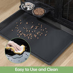 Dog Crate - 31.5" Wooden Dog Cage with Removable Tray & 360° Rotating Feeder | Decorative Dog Kennel Furniture Indoor | Multi-Functional End Table for Medium & Small Dogs | Black Portable Pet Crate