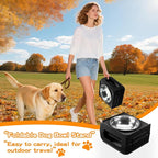 Elevated Dog Bowl Stand for Large Dogs - 2 Extra Large 10” Stainless Steel Bowls, 5 Adjustable Heights(7.5"-15.4"), Foldable Non-Slip & Durable, Portable Heavy Duty Travel Dog Feeder, Black