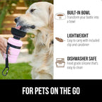 GORILLA GRIP Dog Water Bottle, Portable Water Bowl Dispenser for Dogs, 16 oz Leak Proof Pet Travel Squeeze Bottles, Food Grade Silicone, to Go Puppy Essentials, Hiking Camping Trip Accessories, Pink