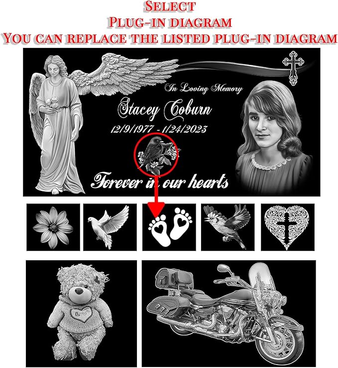 16x8 Granite Gravestone Memorial plaques for Outdoors,Cemetery headstones for Graves,Grave Markers for Cemetery for Humans，Cemetery Tombstone Marker,Grave Stones for Humans