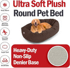 Majestic Pet 40 Inch Suede Shredded Memory Foam Mix Calming Large Dog Bed Washable 40 x 29 x 9 (Inch) - Cozy Soft Round Donut Dog Bed with Spine for Head Support - Pet Bed Chocolate