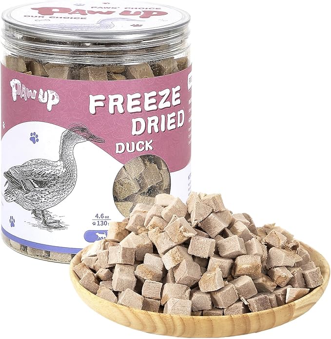 PAWUP Freeze Dried Duck Treats for Cats Dogs, Rawhide Free Freeze-Dried Raw Food Topper, High Protein, Gluten&Grain Free, 4.6oz