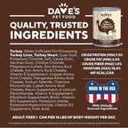 Dave's Pet Food Grain Free Wet Dog Food (95% Turkey & Turkey Liver), Made in USA Single-Source Protein, Limited Ingredients, 12.5 oz Cans (12 Pack)