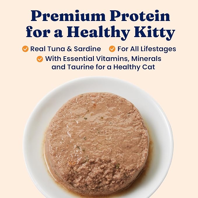 Solid Gold Wet Cat Food Pate - Healthy Canned Cat Food Pate w/Real Tuna & Sardine, Omega Fatty Acids, Vitamins & Minerals - Grain Free & Gluten Free Can Meals for Cats & Kittens - 24ct/3oz Can