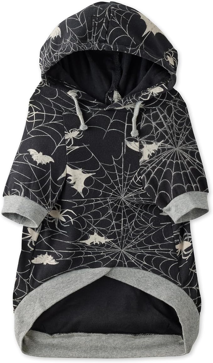 Rocky – The Orginal Lightweight Hooded TEE 100% Organic Cotton Dog Hoodie Pet Coat Sweater for Small, Medium, Large Dogs, Batty Black, Small