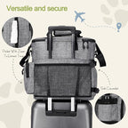 Dog Travel Bag,Weekend Pet Travel Bag Set for Dog and Cat,Airline Approved Tote Multi-Function Dog Bags for Traveling,Include 2 Collapsible Bowls,2 Food Storage Containers,1 Feeding Mat,Gray