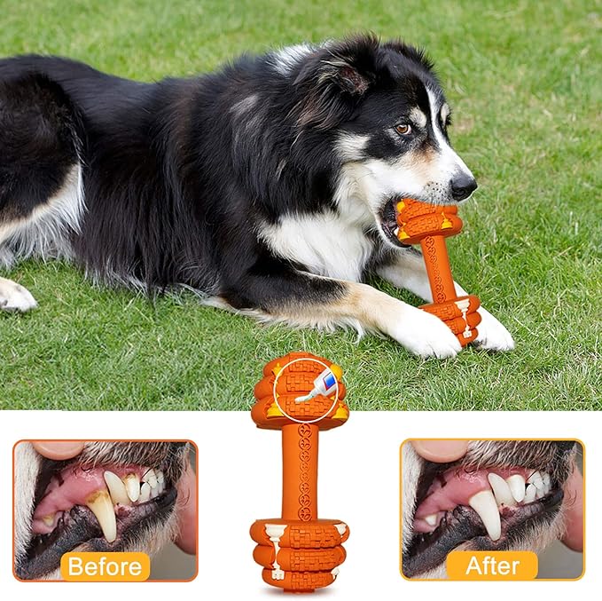 Dog Chew Toys for Aggressive Chewers,Food Grade Non-Toxic Dental Pet Toy,Tough Durable Indestructible Dog Toys for Medium Large Dogs.Orange