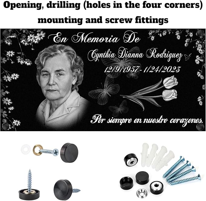 16x8 Granite Gravestone Memorial plaques for Outdoors,Cemetery headstones for Graves,Grave Markers for Cemetery for Humans，Cemetery Tombstone Marker,Grave Stones for Humans