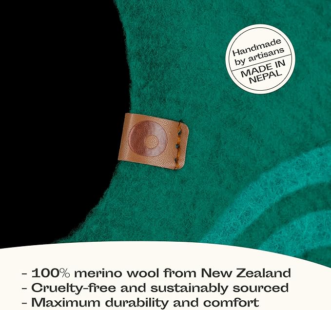 MEOWFIA Cat Cave – Premium Felt Cat Bed for Indoor Cats, Handmade 100% Merino Wool (Dark Shades) (Medium, Emerald)