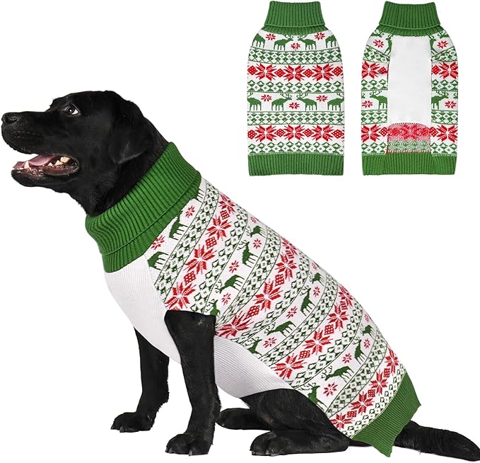 KYEESE Dog Christmas Sweater Stretchy Pet Coats Pet Sweater Large Size Pets Warm Dogs Clothes Soft Dog Sweater for Large Dogs Warm Pet Christmas Outfit