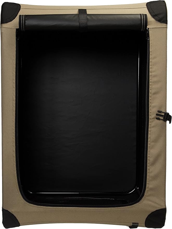 Amazon Basics 2-Door Portable Soft-Sided Folding Soft Dog Travel Crate Kennel, Medium (M 30" x 21" x 21"), Tan