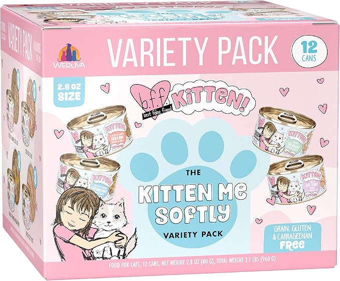 Weruva B.F.F. Kitten The Kitten Me Softly Variety Pack, 2.8oz Can, Pack of 12