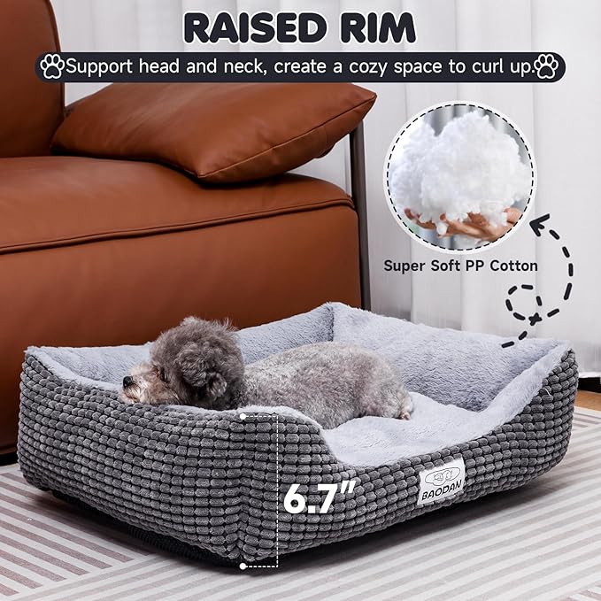 Dog Beds for Medium Large Dogs, Fluffy Cat Beds for Indoor Cats, Calming Pet Bed for Puppy and Kitty, Extra Soft & Machine Washable with Anti-Slip Bottom, Grey, 25inches