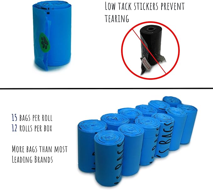 180 Biodegradable Poop Bags for Dogs, ⁣⁣⁣Cornstarch-Based Home Compostable Pet Waste Bags, Eco-Friendly Cat Litter Bags Refill, ASTM D6400⁣⁣ EN13432 Certified