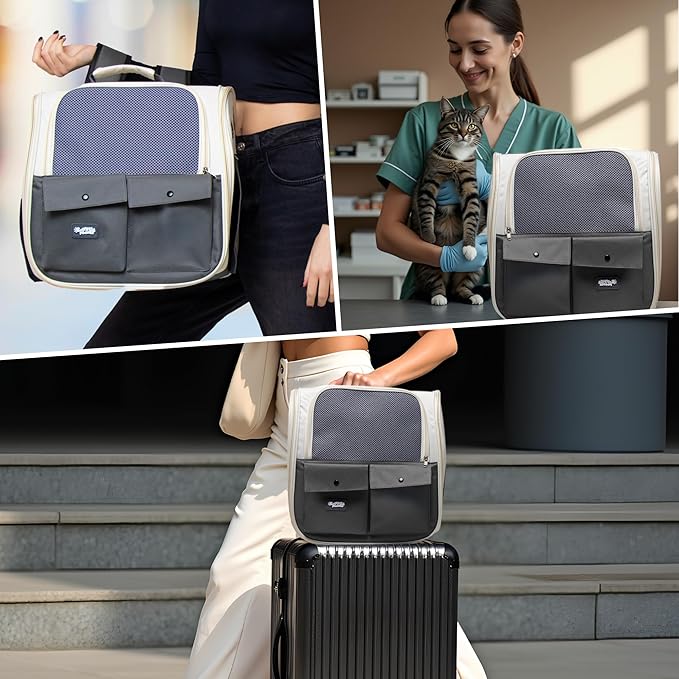 Cat Backpack Carrier – Airline Approved Dog Carrier for Small Dogs, Cats & Pets – Ventilated Backpack Pet Carrier for Travel, Hiking, Vet Trips – Soft Sided Puppy Carrier Bag with Padded Straps