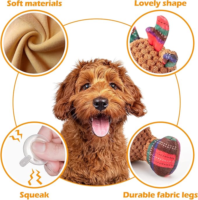 Christmas Dog Toys Dog Squeaky Toy with Crinkle Paper Interactive Durable Plush Dog Chew Toys for Puppy, Small, Middle, Large Dogs Training and Reduce Boredom