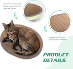 Oval Cardboard Cat Scratcher Bed Lounger Couch for Indoor Cats, Corrugated Cat Scratching Pad Box Durable, Cat Scratch Lounge Furniture Protection (17.32 Inch)