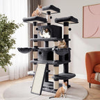 SHA CERLIN 68 Inches Multi-Level Large Cat Tree for Large Kitties/Big Cat Tower with Condo/Cozy Plush ‌Pussycat Perches/Sisal Scratching Posts and Hammocks/Activity Center/Dark Grey