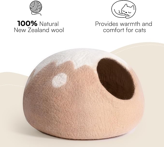 Cat Cave Bed -Handmade Wool Cat Bed Cave, Cat Bed Cat House, Felt Cat Caves for Indoor Cats and Kittens