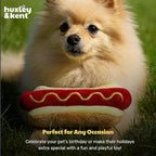 Huxley & Kent Funny Dog Toy w/Squeaker – Power Plush Squeaky Dog Toys for Small, Medium & Large Dogs – Soft Stuffed Animal for Indoor Play & Fetch - Haute Dog, Large