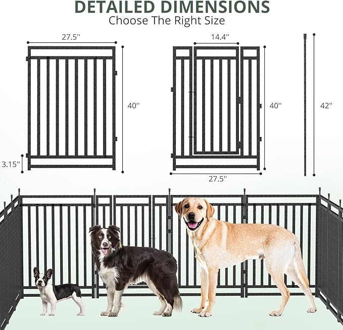 Dog Fence Outdoor for Yard Indoor Dog Playpen 40" Height 40 Panels Portable Dog Pen Metal Dog Kennel for RV Camping(Black-Silver)
