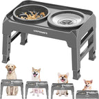URPOWER 2-in-1 Elevated Dog Bowls Mess Proof Slow Feeder with No Spill Water Bowl 4 Height Adjustable Raised Dog Bowl Non-Slip Food and Water Bowls Set for Small Medium Large Dogs