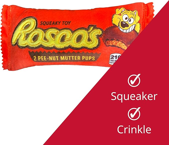 Huxley & Kent Funny Dog Toy w/Squeaker – Power Plush Squeaky Dog Toys for Small, Medium & Large Dogs – Soft Stuffed Animal for Indoor Play & Fetch - Roscos, Large