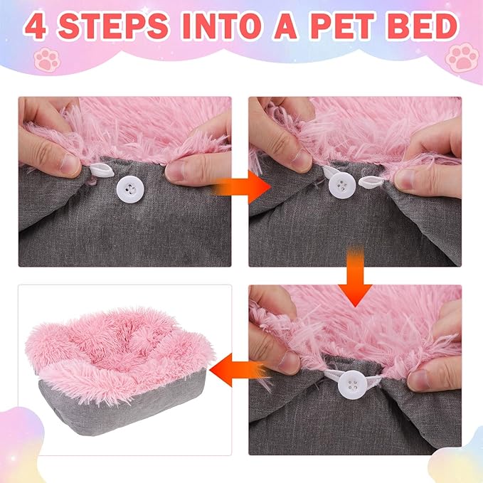 SCENEREAL Self Warming Cat Bed, Heated Cat Bed Mat for Cats Small Dogs, 2 in 1 Soft Plush, Washable Pet Pad for Indoor Outdoor Kitten Puppy, Colorful 28" x 24"