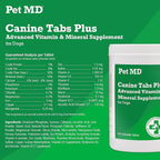 Pet MD - Canine Tabs Plus 365 Count - Advanced Multivitamins for Dogs - Natural Daily Vitamin and Mineral Nutritional Supplement - Liver Flavored Chewable Tablets