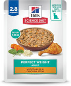 Hill's Science Diet Perfect Weight, Adult 1-6, Weight Management Support, Wet Cat Food, Chicken & Vegetables Stew, 2.8 oz Pouch, Case of 24