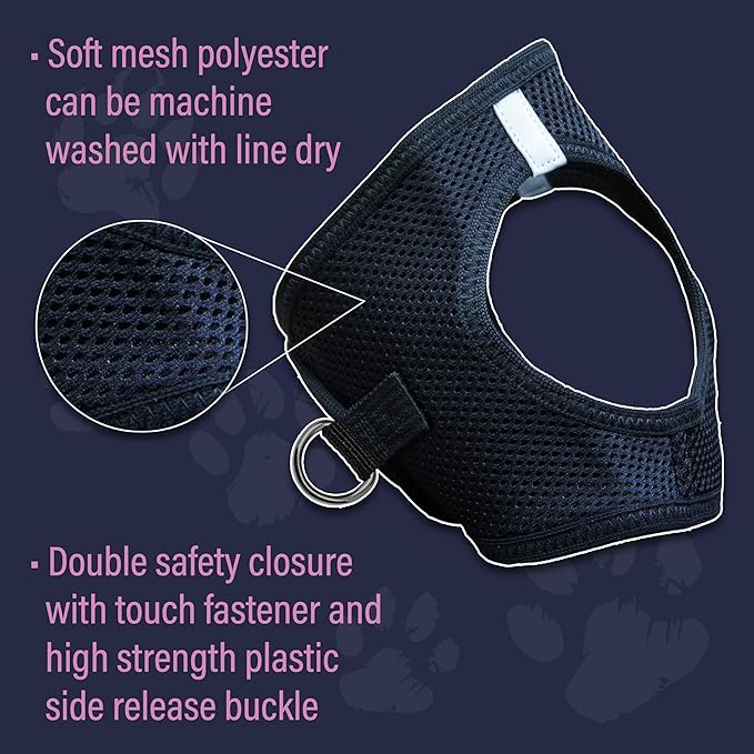 Doggie Design Dog Harness - No Choke Dog Harness, Dog Vest, Mesh Polyester, Pet Harness, Simple Step in and Go Design, Harness for Dog - Black, 2XL/3XL