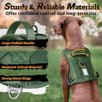 rabbitgoo Dog Harness Medium Sized No Pull, Tactical Service Pet Vest with Molle and Control Handle, Adjustable and Reflective Military Harness for Easy Walking and Training, Green, M
