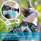 Cat Harness and Leash for Walking Escape Proof Soft Adjustable Cat Leash Breathable Honeycomb Structure Comfortable Vest Easy to Wear Kitten Harness for Outdoor Travel, Honeycomb Blue, M
