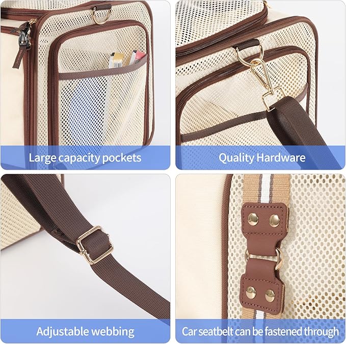 Airline Approved Pet Carrier for Cats, Expandable Dog Carrier Soft-Sided Carrier for Small Cats and Dogs with Extra Large Foldable mat