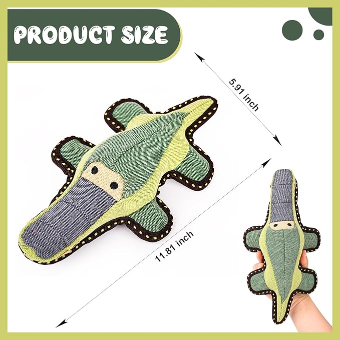 Tough Durable Squeaky Dog Toys for Aggressive chewers Interactive to Keep Them Busy, Funny Plush Dogs Toy for Small Medium Large Chewer Cute Birthday Gift (Crocodile)