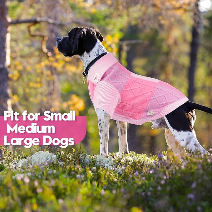 Pullover Dog Sweater,Half Chest Lapel Design Pet Sweaters for Dogs Boys or Girls,Pet Knitted Dog Clothes,Pet Clothing,Suitable for Various Sizes or Breeds Dogs Sweaters(Pink Group,S)