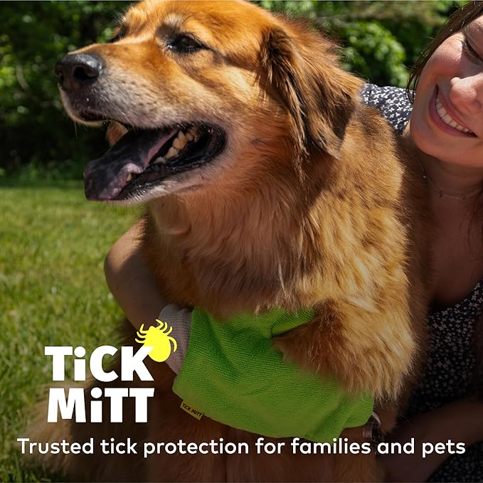 TiCK MiTT Green Tick Removal Glove: Gently Remove Ticks from Humans & Pets - Chemical-Free, Durable, Portable, Easy to Use Tick Management Tool for Outdoor Adventures & Everyday Use