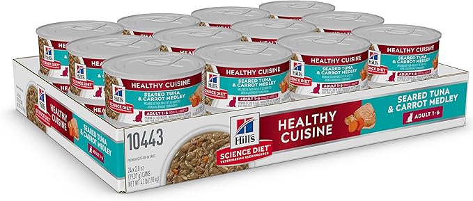 Hill's Science Diet Healthy Cuisine, Adult 1-6, Great Taste, Wet Cat Food, Seared Tuna & Carrot Stew, 2.8 oz Can, Case of 24